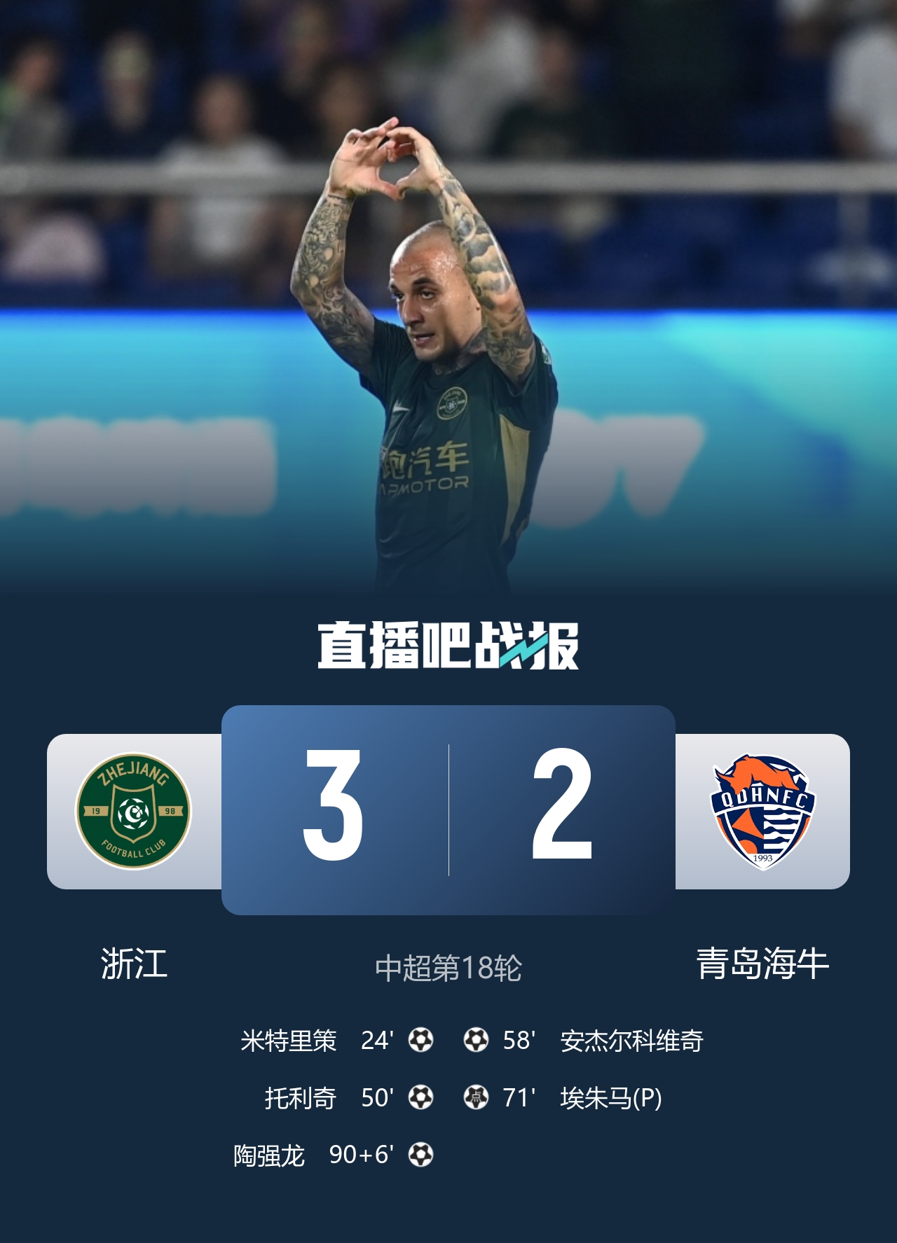 陶强龙替补绝杀,浙江3-2险胜海牛终结连败 陶强龙替补绝杀,浙江3-2险胜海牛终结连败